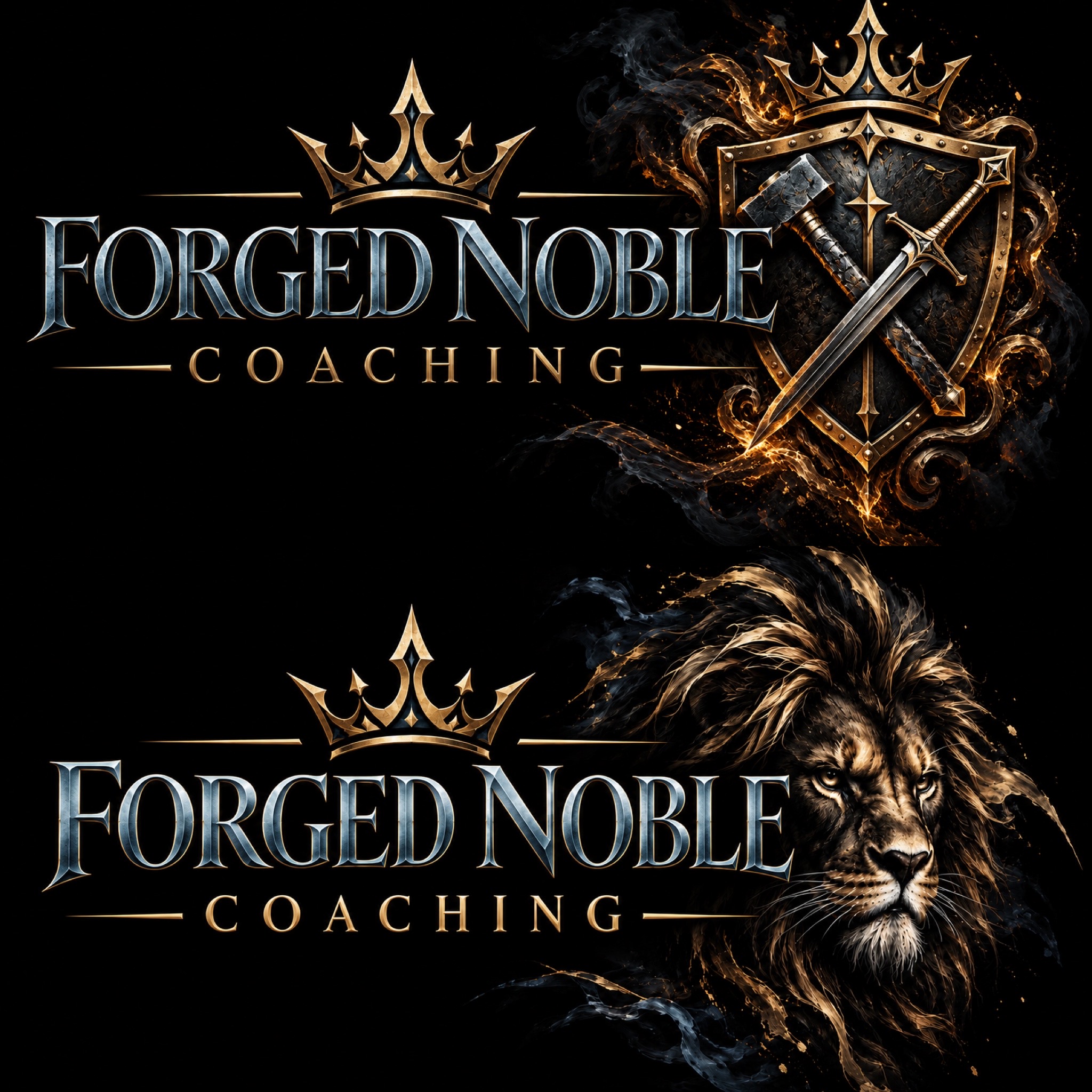 Forged Noble Coaching crowned lion logo